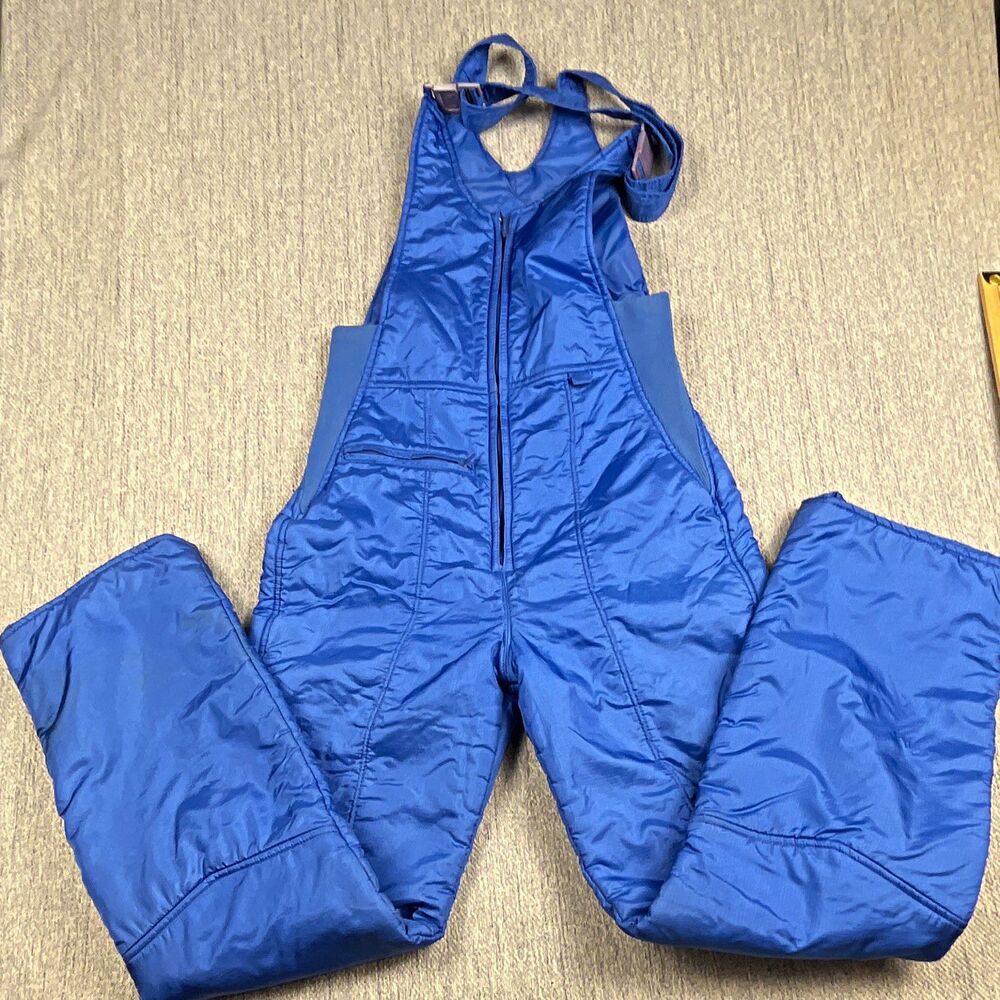 Vintage 1980s Ice Castles Insulated Snow Ski Bibs Women's Small (Electric Blue)